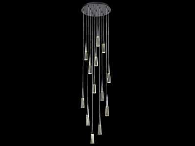 Steel Frame with Crystal Cone Diffuser Chandelier