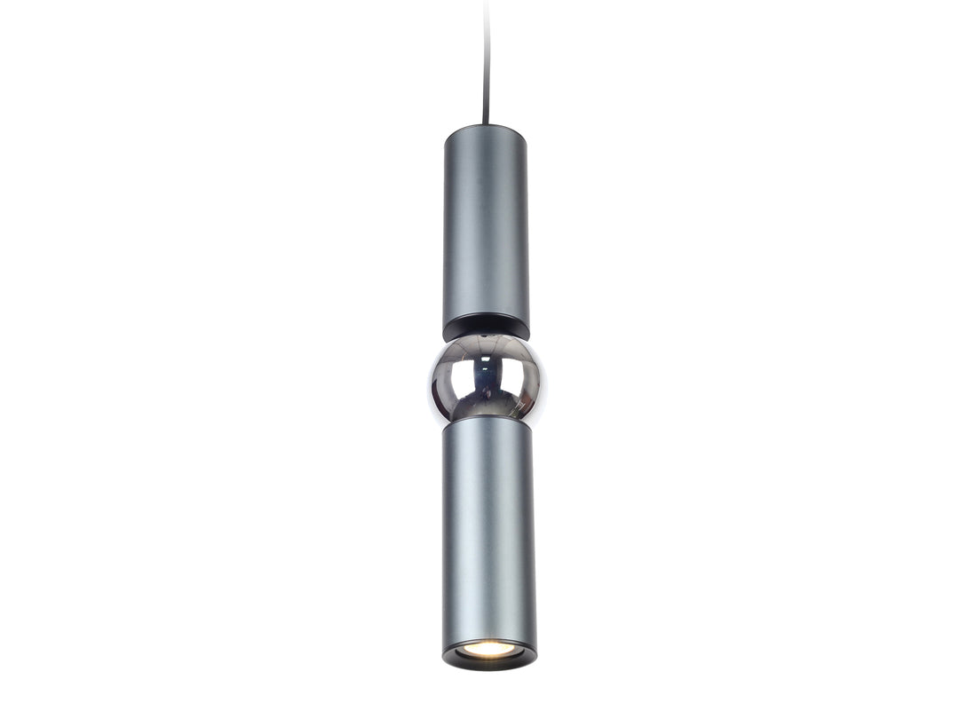 Steel Cylindrical Frame with Gloss Orb Single Pendant