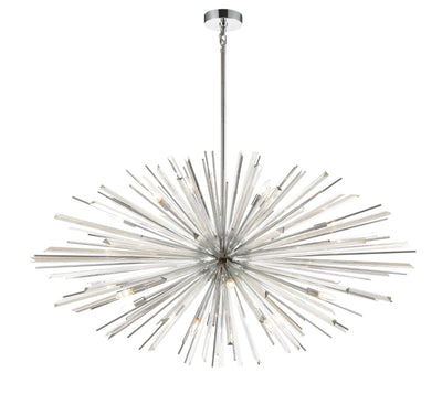 Steel Rod with Clear Glass Rod Burst Chandelier