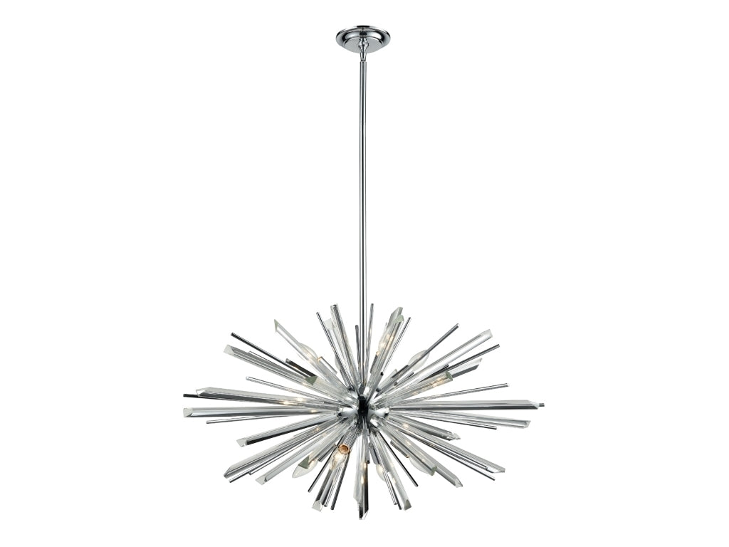 Steel Rod with Clear Glass Rod Burst Chandelier