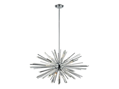 Steel Rod with Clear Glass Rod Burst Chandelier