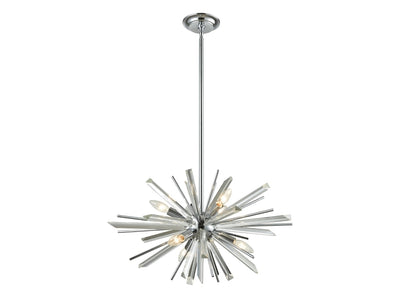 Steel Rod with Clear Glass Rod Burst Chandelier