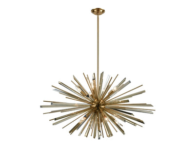 Steel Rod with Clear Glass Rod Burst Chandelier