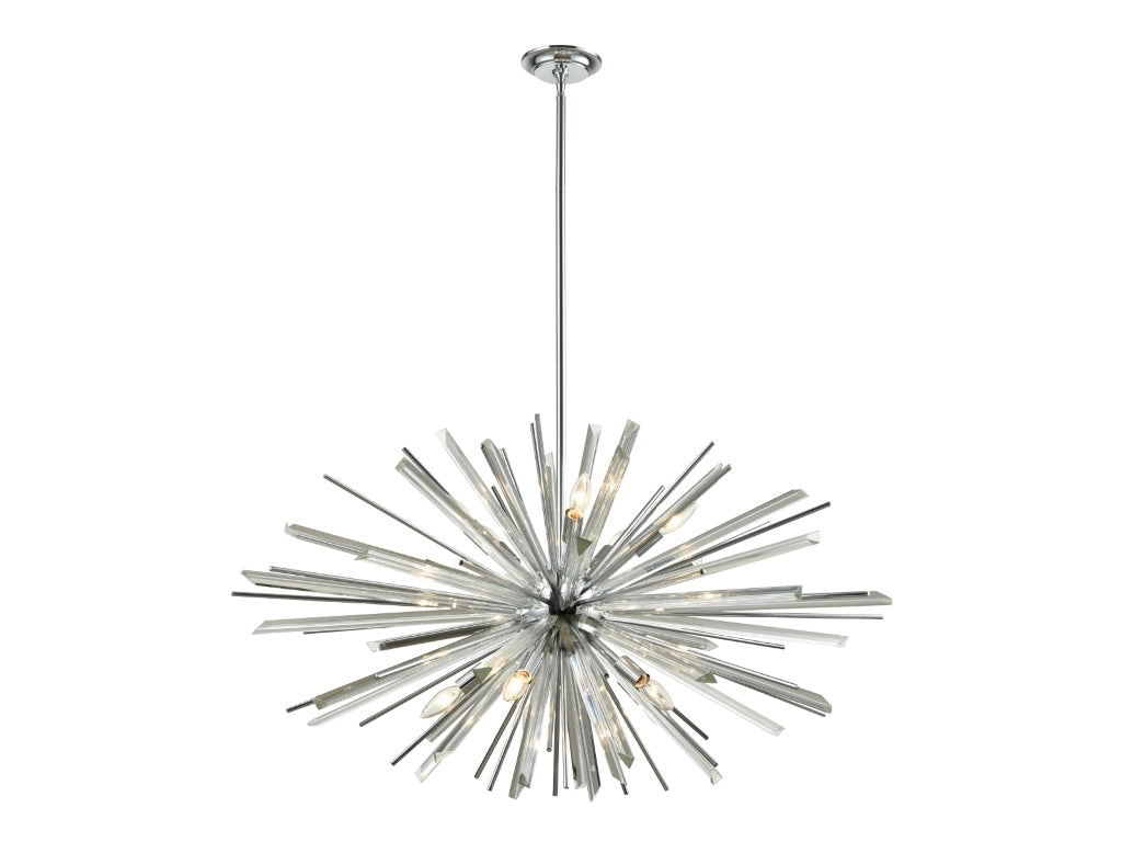 Steel Rod with Clear Glass Rod Burst Chandelier