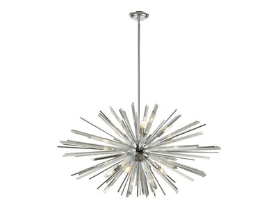 Steel Rod with Clear Glass Rod Burst Chandelier