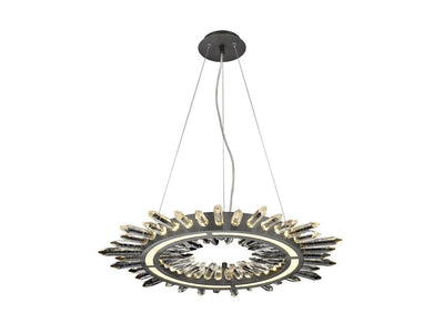 LED Steel Ring Frame with Hand Carved Clear Bubble Crystal Chandelier - LV LIGHTING