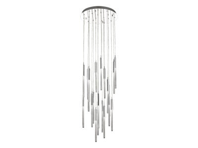 Steel Frame with Cylindrical Glass Tube Chandelier