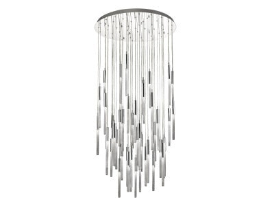 Steel Frame with Cylindrical Glass Tube Chandelier