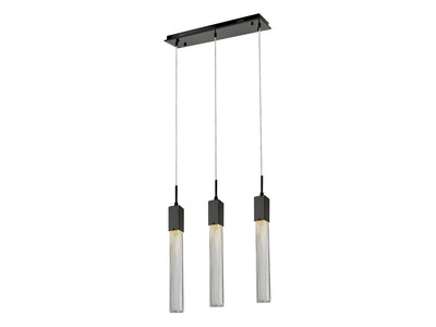 Steel Frame with Hobnail Glass Diffuser Linear Pendant