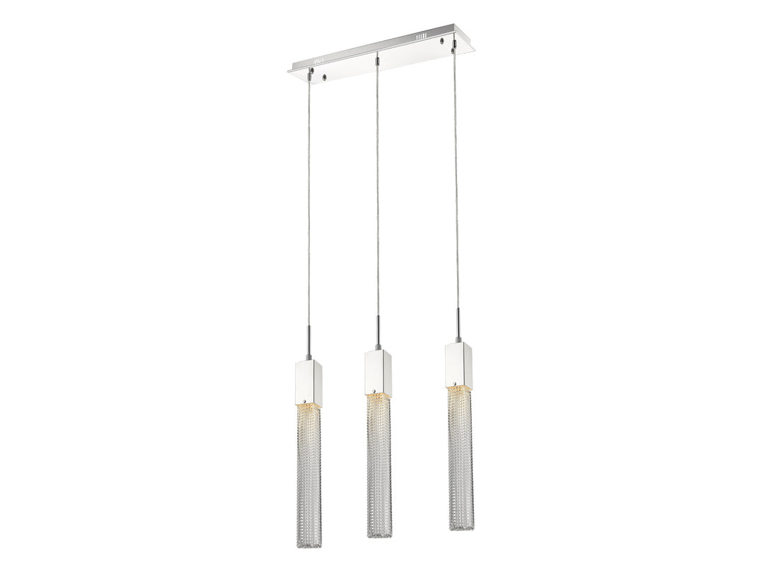 Steel Frame with Hobnail Glass Diffuser Linear Pendant