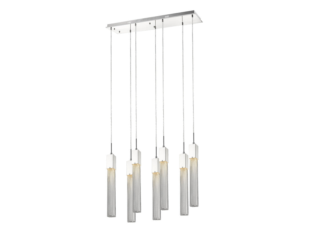 Steel Frame with Hobnail Glass Diffuser Linear Pendant