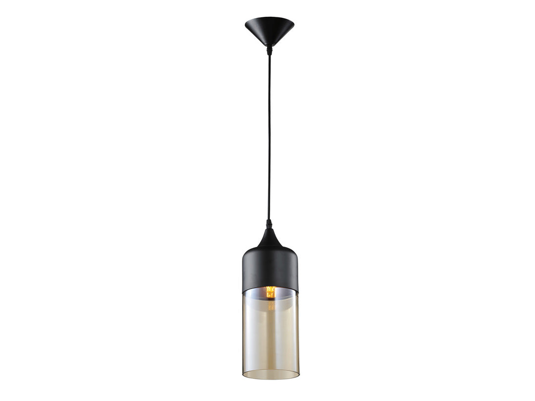 Steel Frame with Cylindrical Clear Glass Shade Pendant