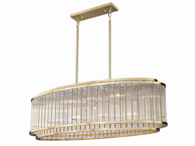 Steel Oval Frame with Clear Glass Diffuser Linear Chandelier
