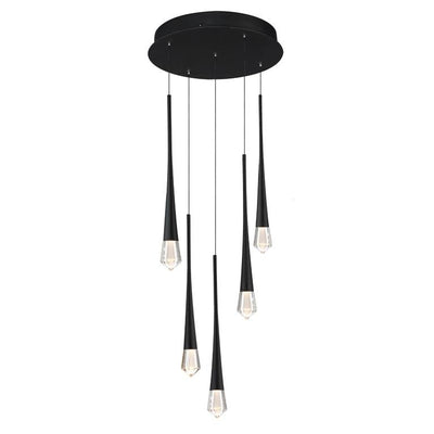 LED Steel Frame with Clear Crystal Diffuser Pendant - LV LIGHTING