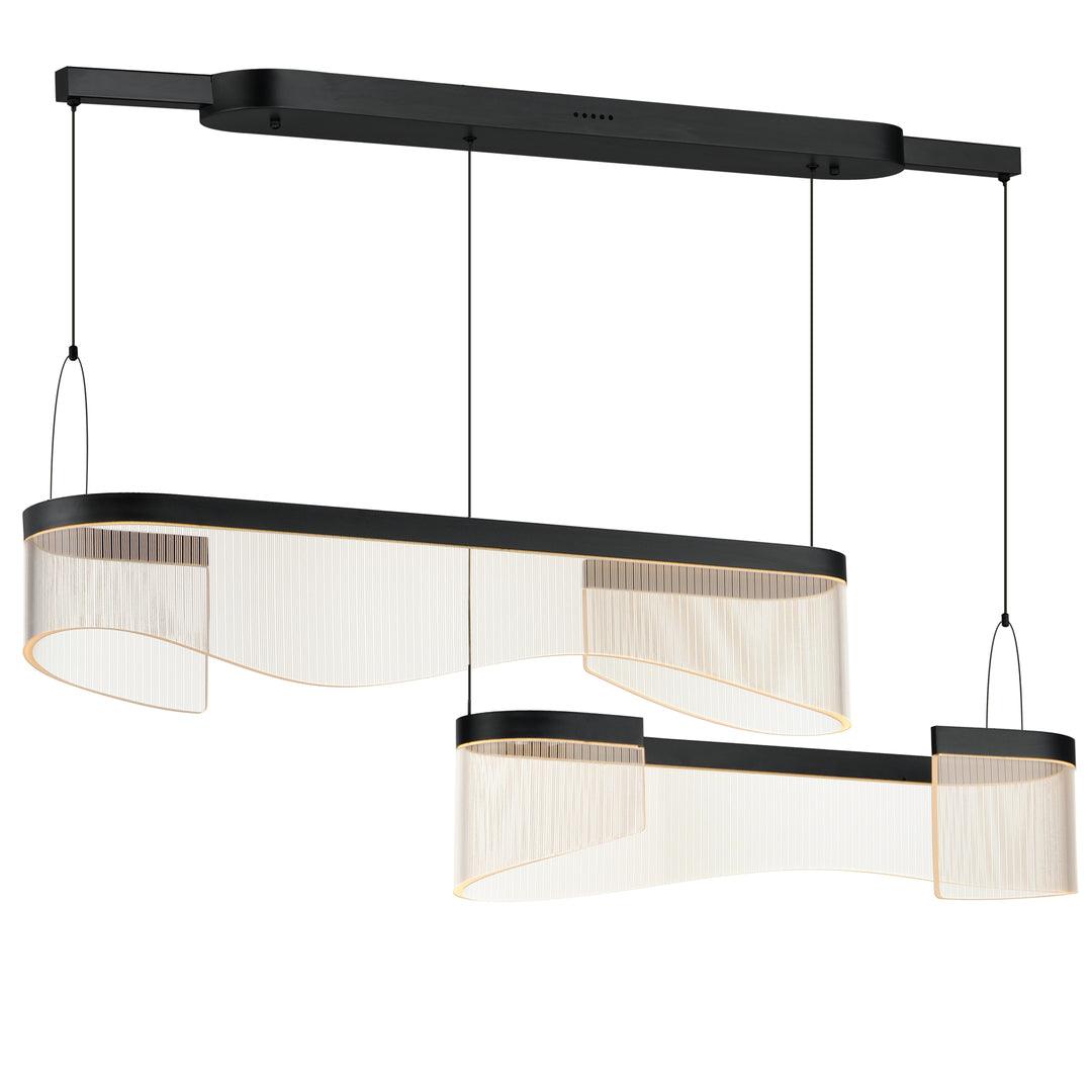 LED Black Frame with Double Translucent Vertical Stripes Diffuser Linear Pendant - LV LIGHTING