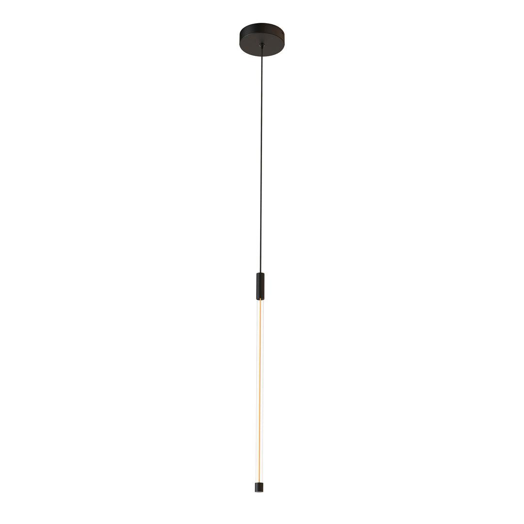 LED Black Frame with Clear Glass Rod Diffuser Single Pendant - LV LIGHTING