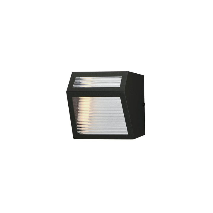 LED Black Aluminum Frame with Clear Ribbed Glass Diffuser Outdoor Wall Sconce - LV LIGHTING