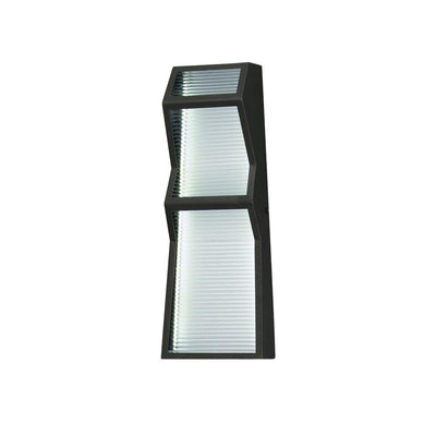 LED Black Aluminum Frame with Clear Ribbed Glass Diffuser Outdoor Wall Sconce - LV LIGHTING