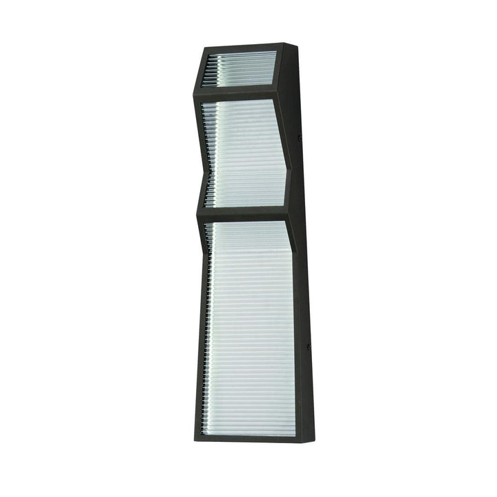LED Black Aluminum Frame with Clear Ribbed Glass Diffuser Outdoor Wall Sconce - LV LIGHTING