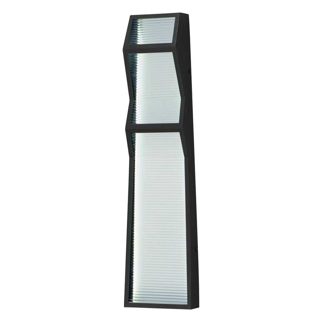 LED Black Aluminum Frame with Clear Ribbed Glass Diffuser Outdoor Wall Sconce - LV LIGHTING