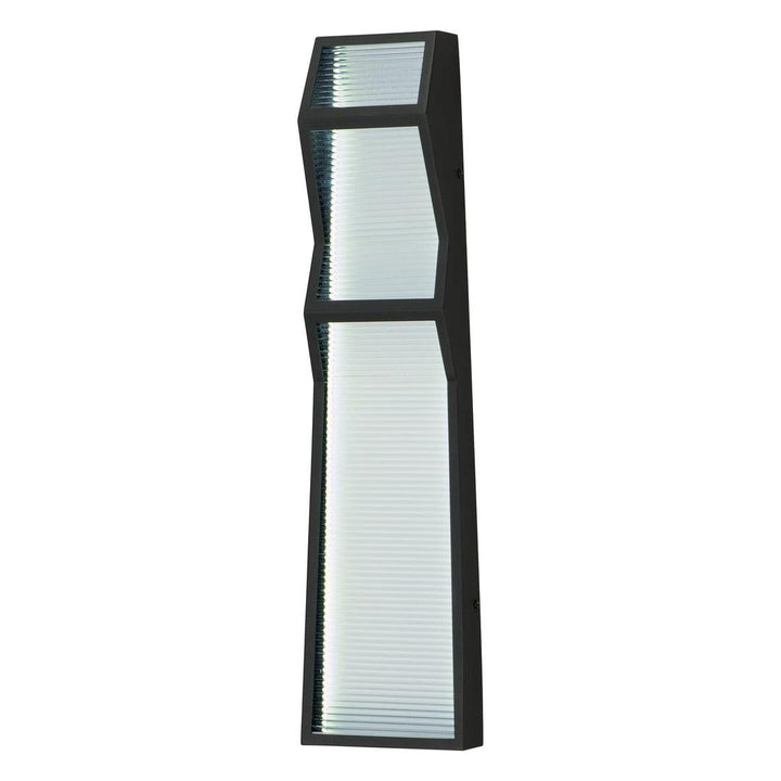 LED Black Aluminum Frame with Clear Ribbed Glass Diffuser Outdoor Wall Sconce - LV LIGHTING