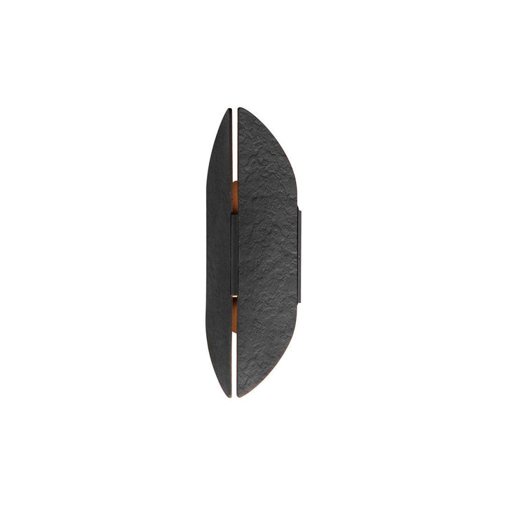 LED Black with Antique Brass Organic Textural Aluminum Shade Outdoor Wall Sconce - LV LIGHTING