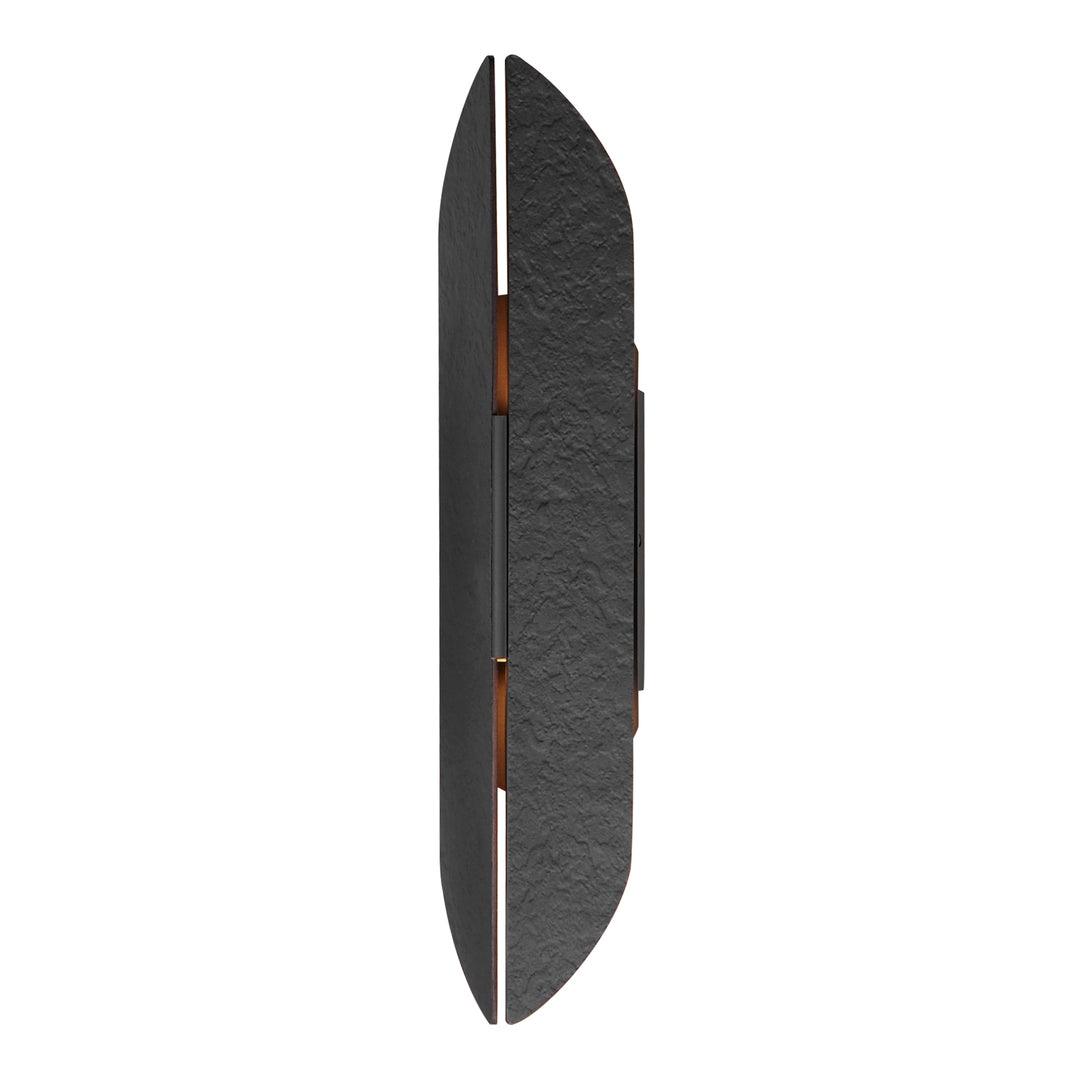 LED Black with Antique Brass Organic Textural Aluminum Shade Outdoor Wall Sconce - LV LIGHTING