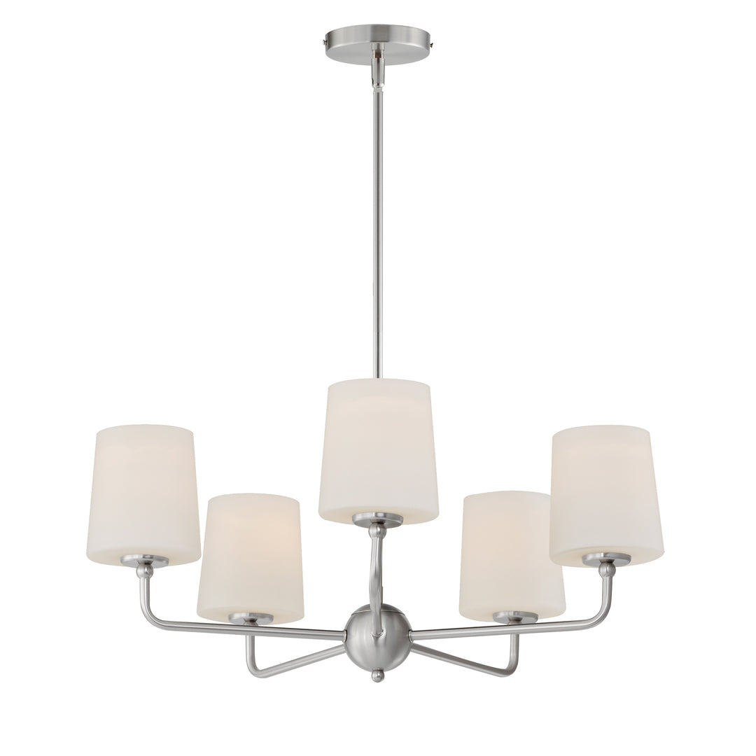 Steel Curve Arm with Satin White Glass Shade Chandelier