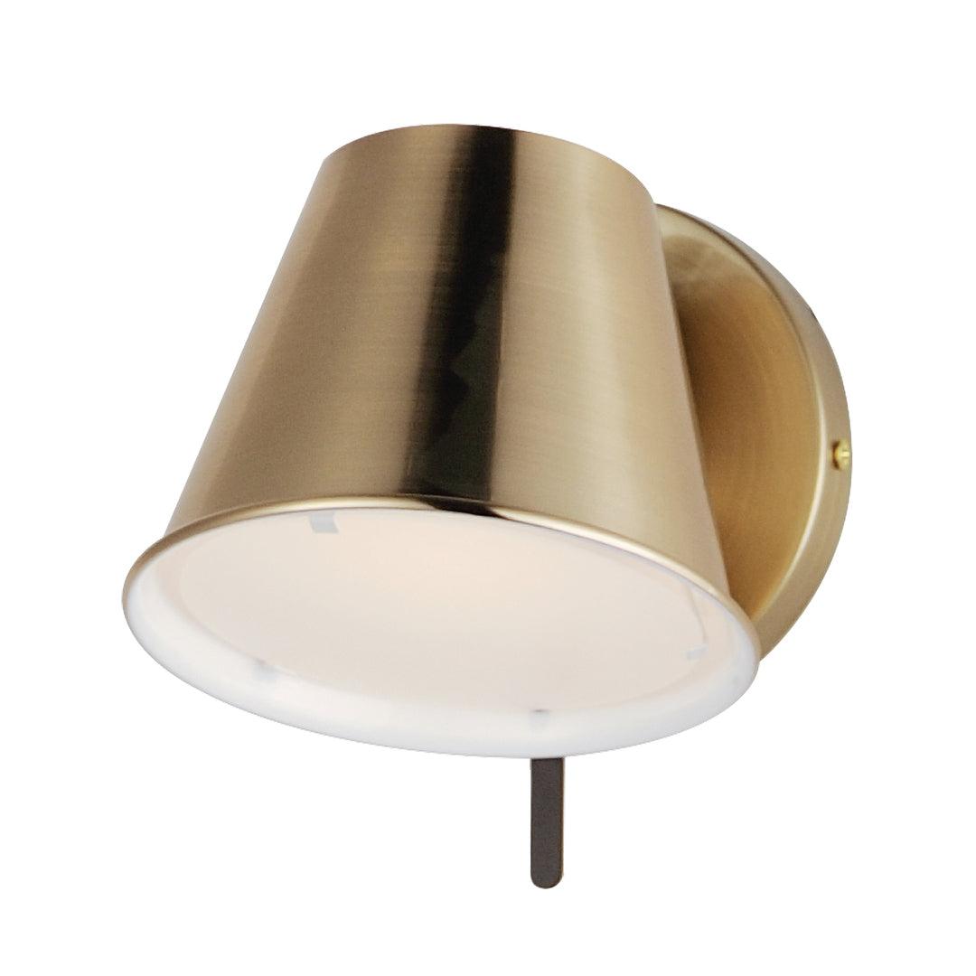 LED Dark Bronze Straps and Heritage Brass Shade with Frosted Glass Diffuser Wall Sconce - LV LIGHTING