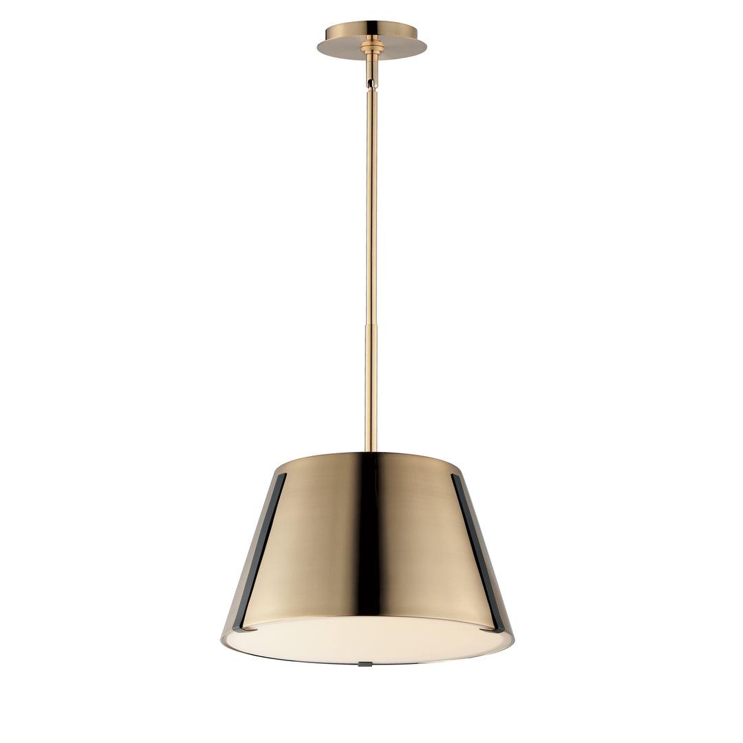 LED Dark Bronze Straps and Heritage Brass Shade with Frosted Glass Diffuser Pendant - LV LIGHTING