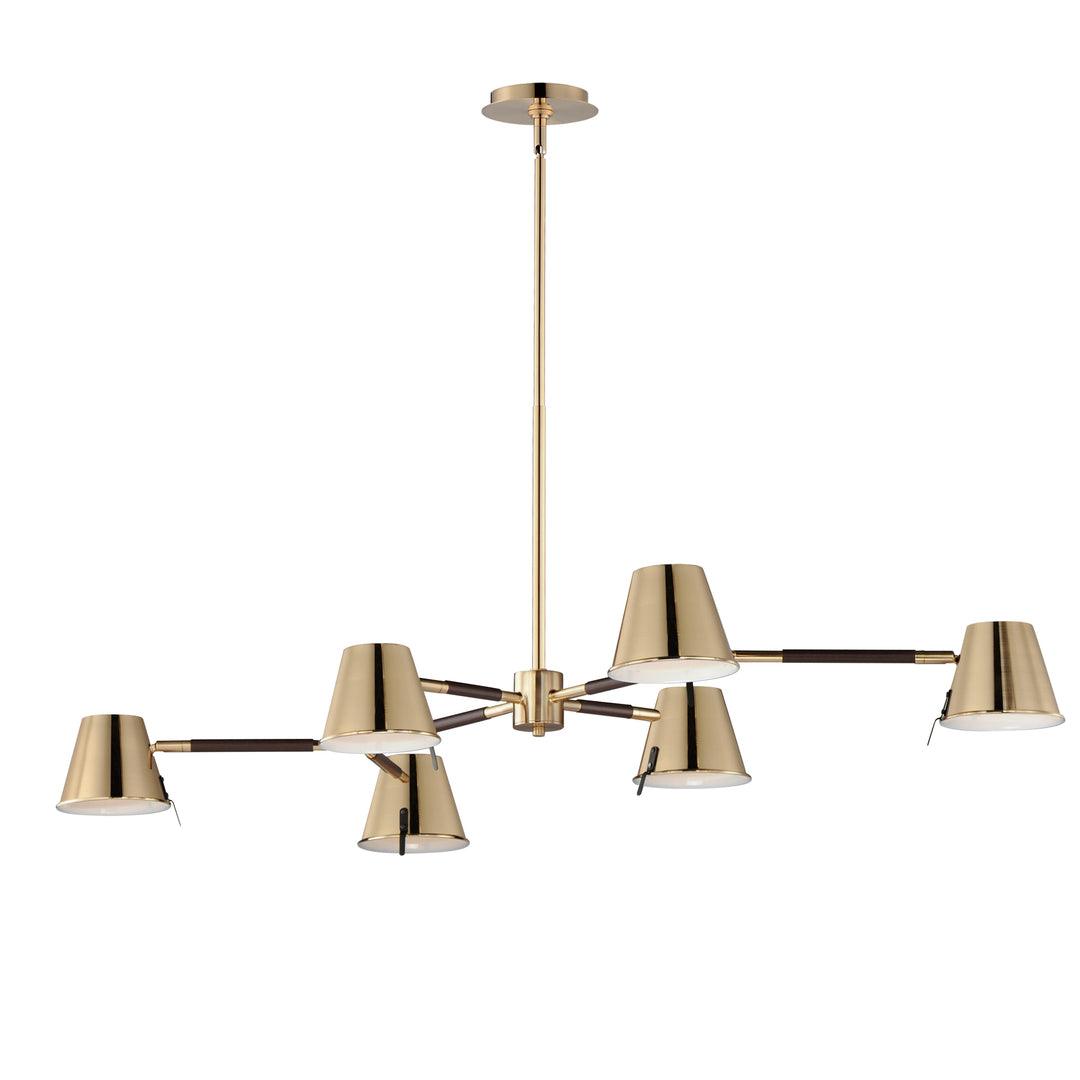 LED Dark Bronze Straps and Heritage Brass Shade with Frosted Glass Diffuser Linear Chandelier - LV LIGHTING