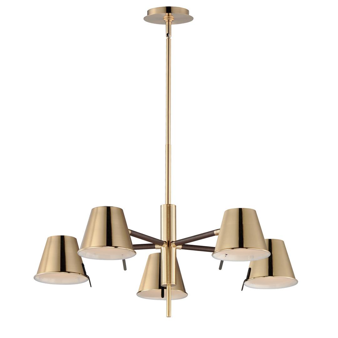 LED Dark Bronze Straps and Heritage Brass Shade with Frosted Glass Diffuser Chandelier - LV LIGHTING