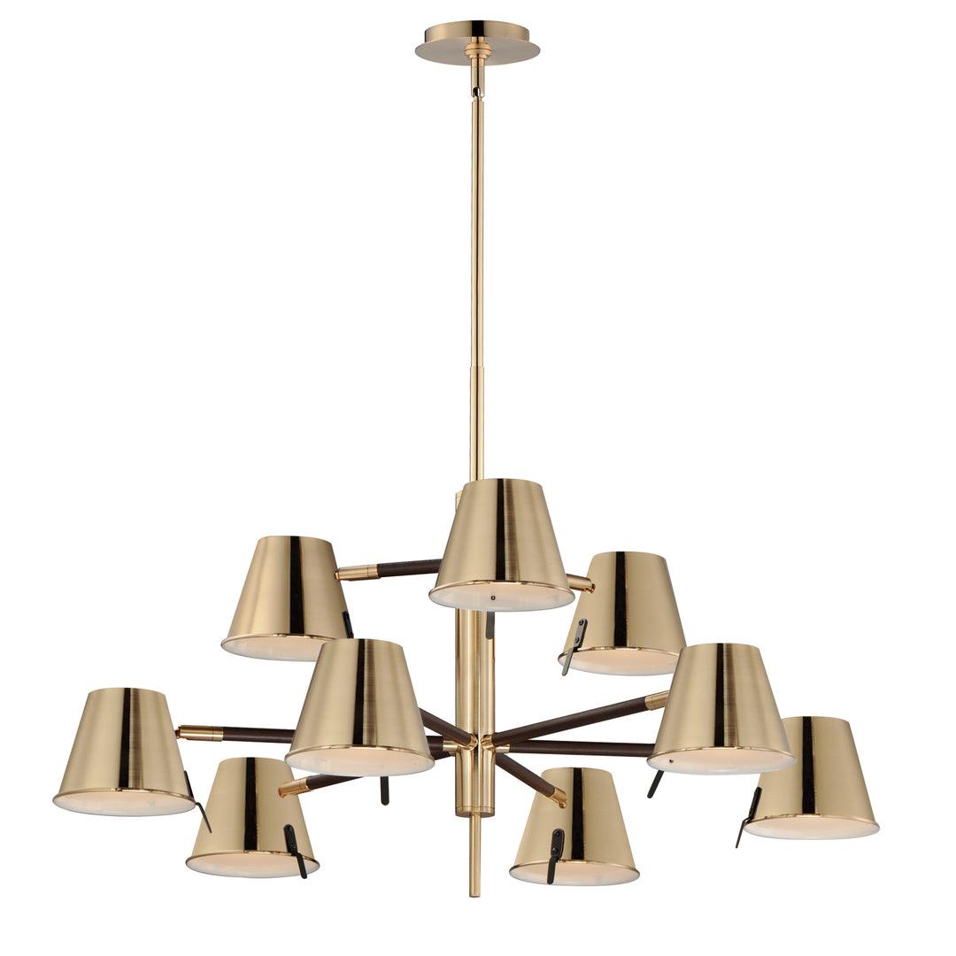 LED Dark Bronze Straps and Heritage Brass Shade with Frosted Glass Diffuser 2 Tier Chandelier - LV LIGHTING