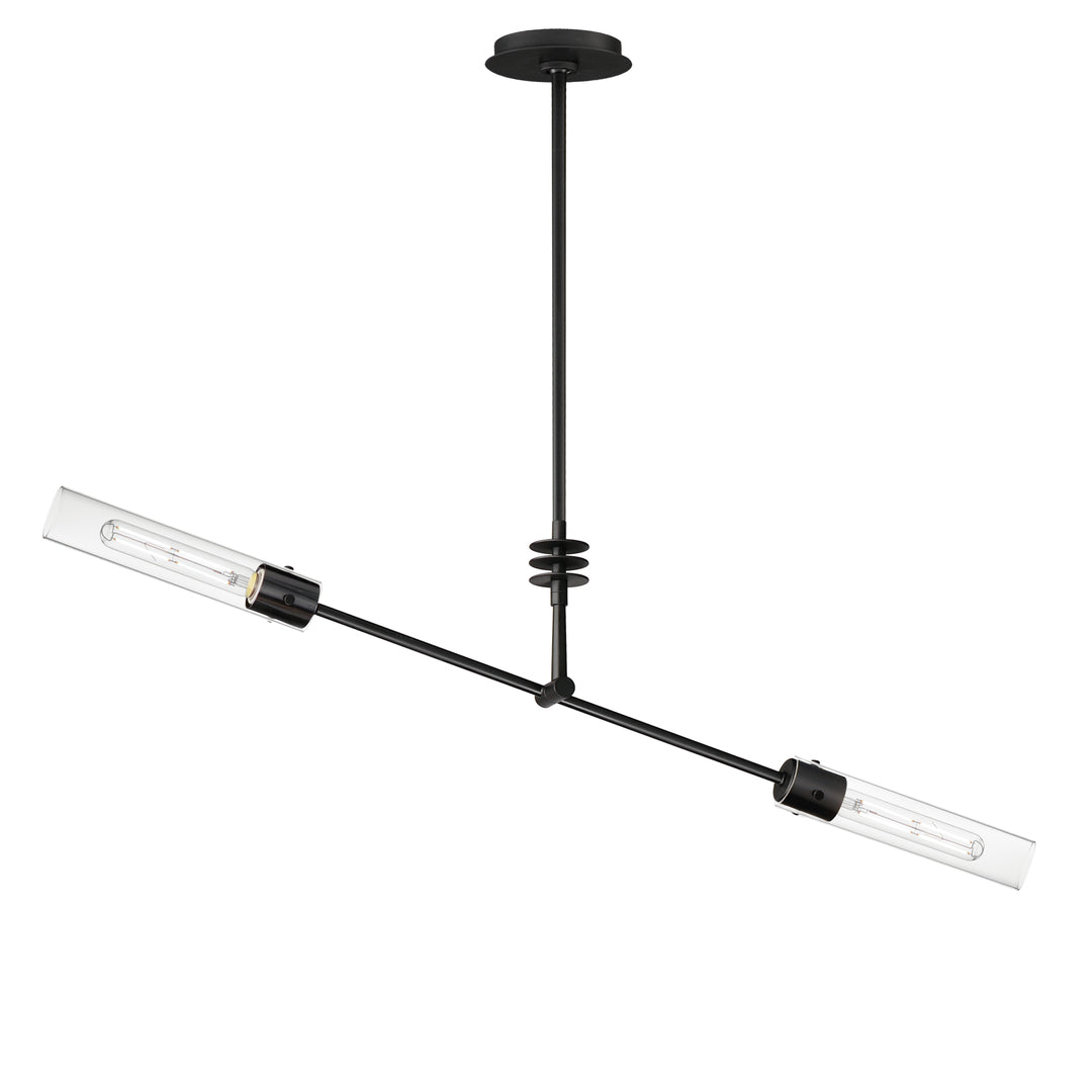 Steel Frame with Clear Cylindrical Glass Shade Adjustable Linear Pendant