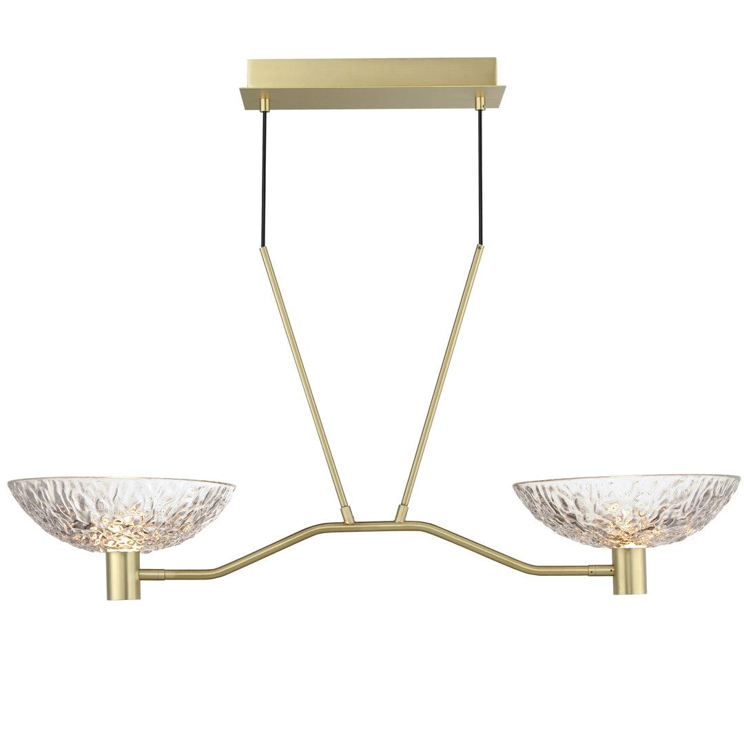 LED Satin Brass Arms with Stylized Glass Shade Linear Pendant - LV LIGHTING