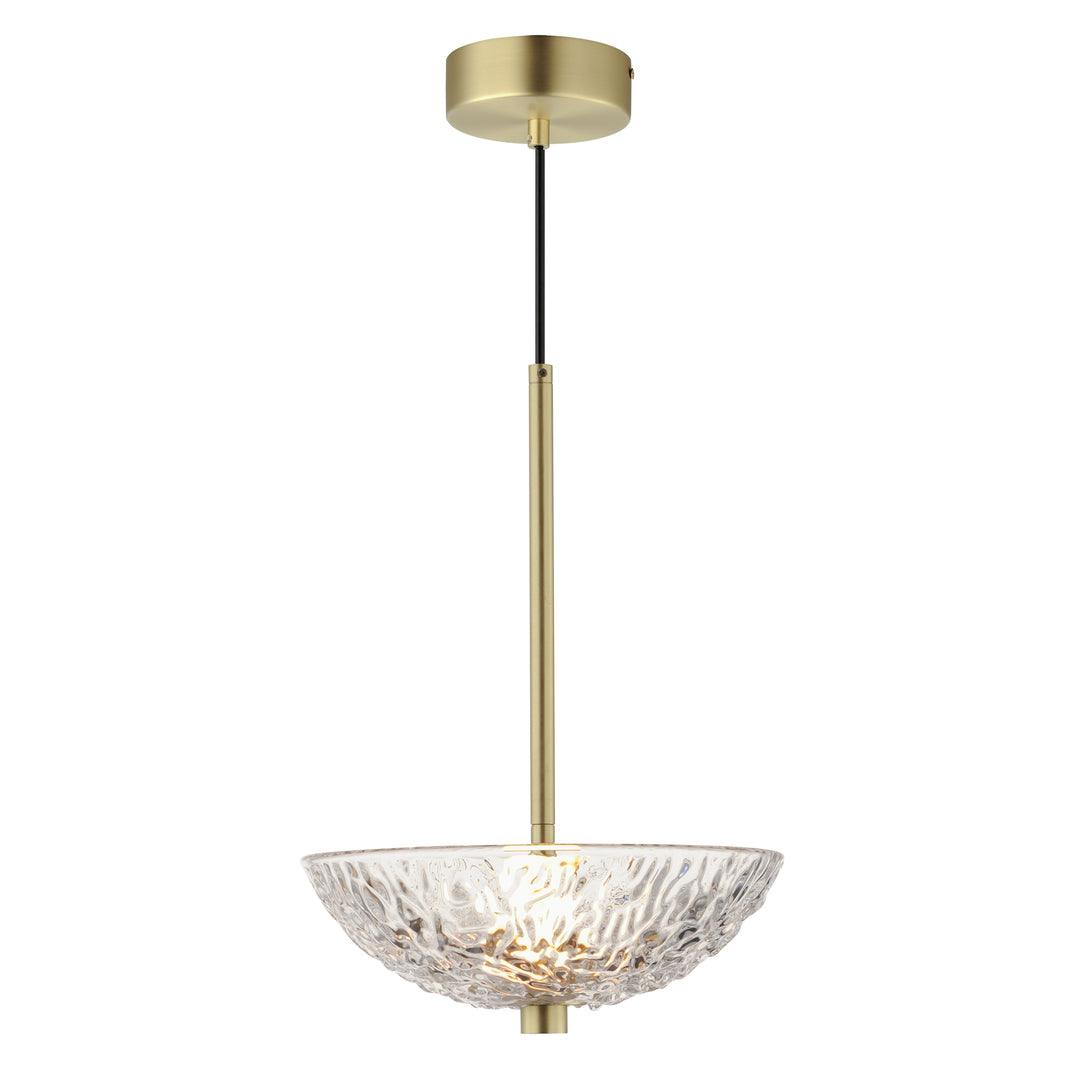 LED Satin Brass Arms with Stylized Glass Shade Pendant - LV LIGHTING