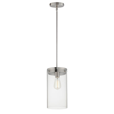 Steel Frame with Clear Cylindrical Glass Shade Pendant