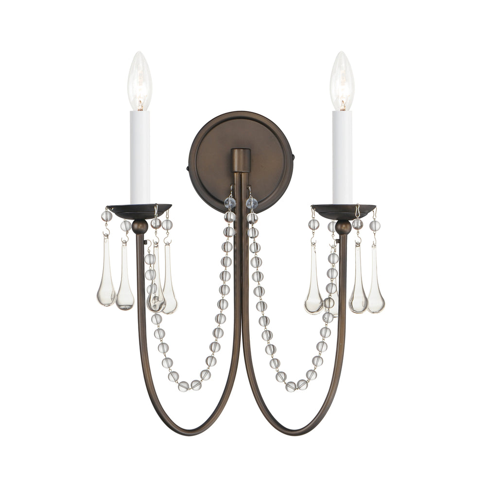Plumette 2-Light Wall Sconce w Crystal in Chestnut Bronze by Maxim Lighting