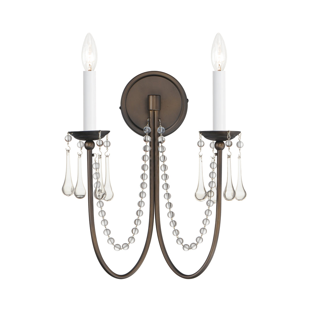 Plumette 2-Light Wall Sconce w Crystal in Chestnut Bronze by Maxim Lighting