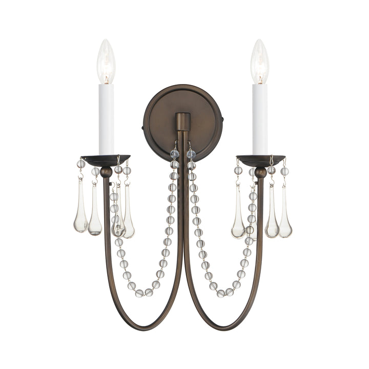 Plumette 2-Light Wall Sconce w Crystal in Chestnut Bronze by Maxim Lighting