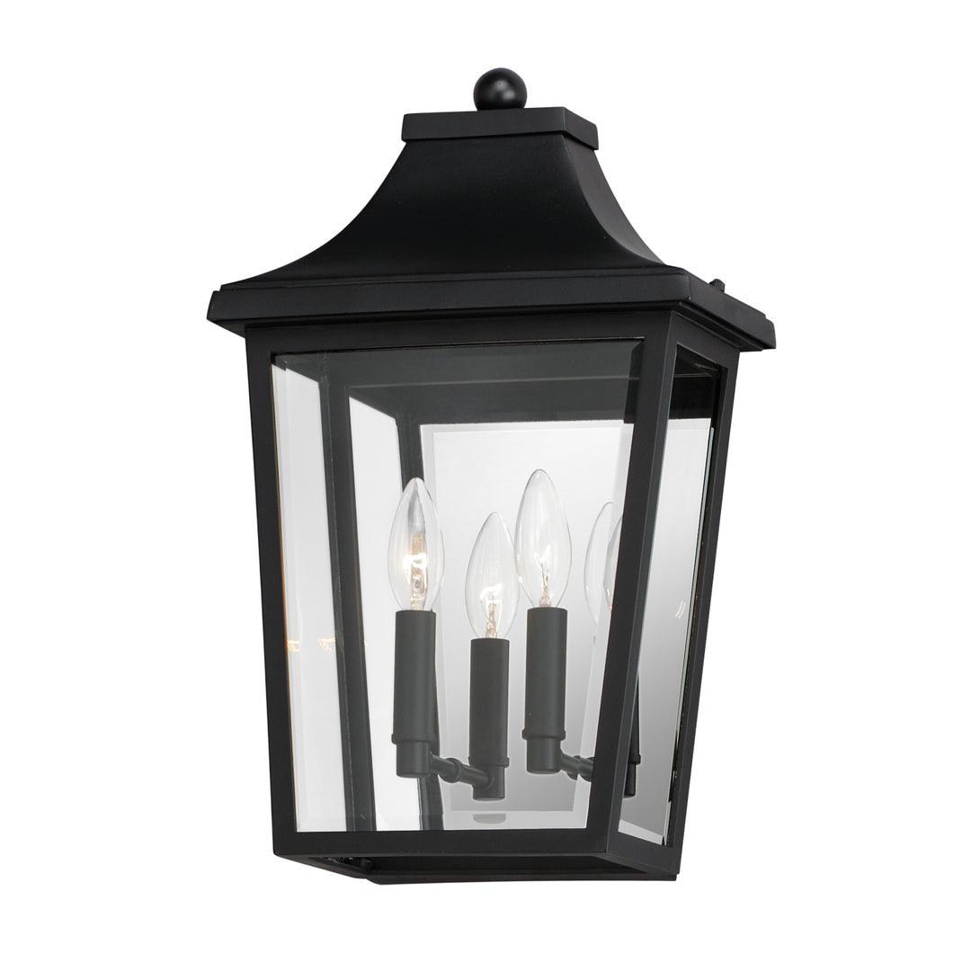 Black Lantern Shape Frame with Clear Glass Shade Outdoor Wall Sconce - LV LIGHTING