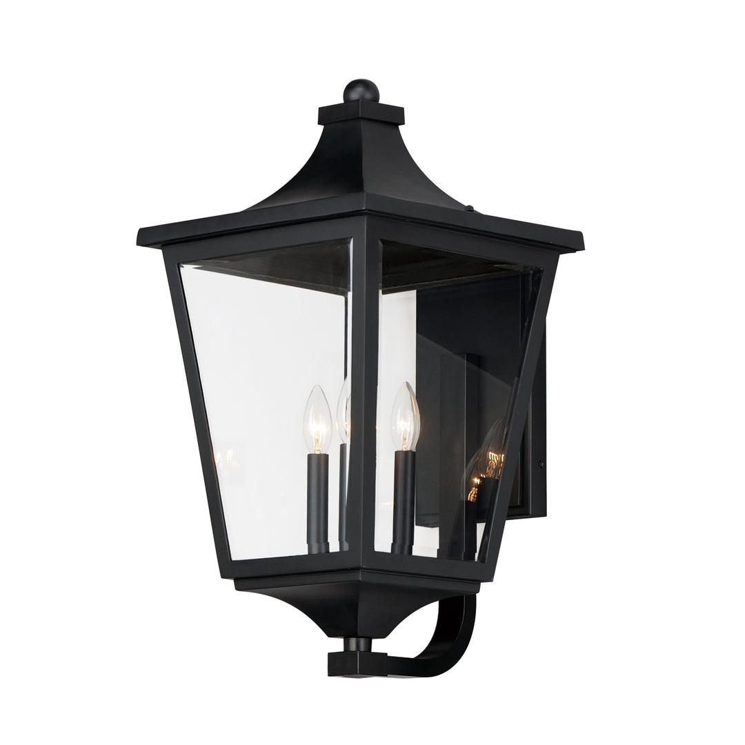 Black Lantern Shape Frame with Clear Glass Shade Outdoor Wall Sconce - LV LIGHTING