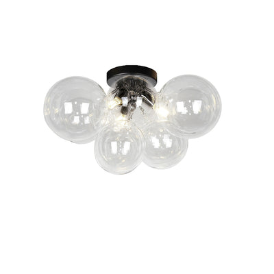 Steel Frame with Clear Glass Globe Shade Flush Mount