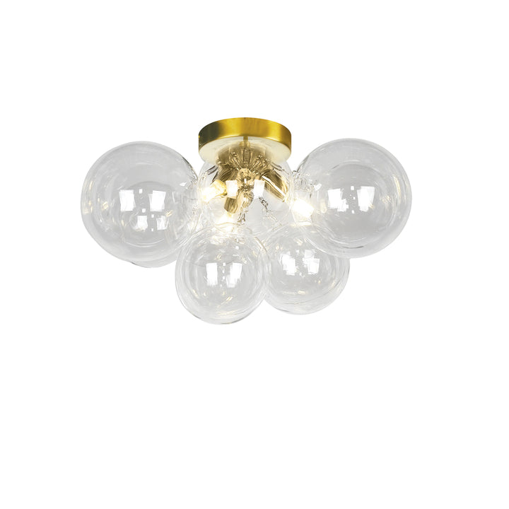 Steel Frame with Clear Glass Globe Shade Flush Mount