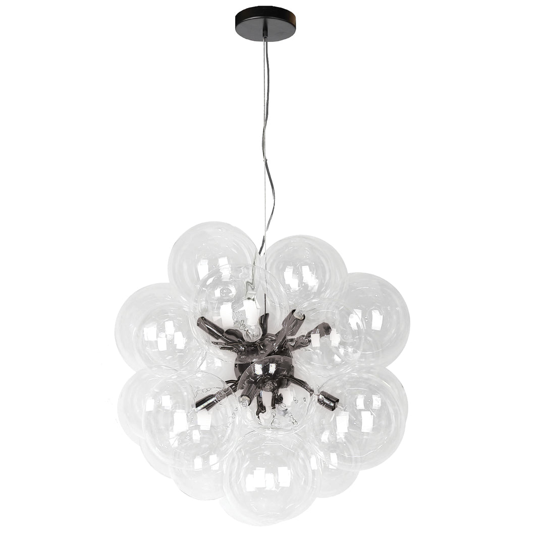 Steel Frame with Clear Glass Globe Shade Chandelier