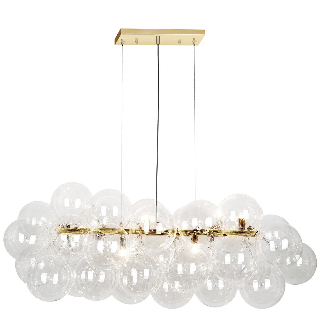 Steel Frame with Clear Glass Globe Shade Linear Chandelier