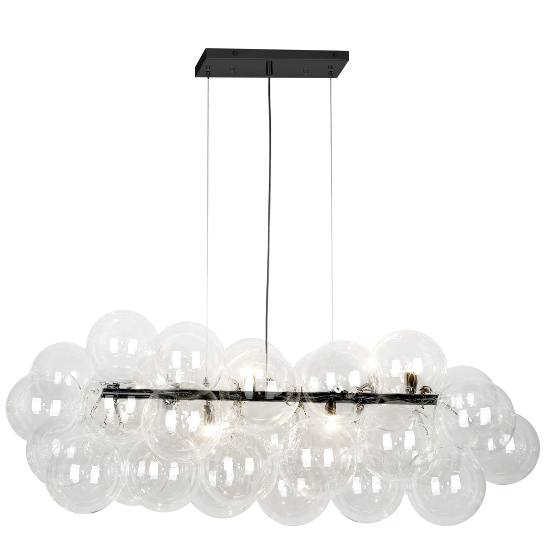 Steel Frame with Clear Glass Globe Shade Linear Chandelier