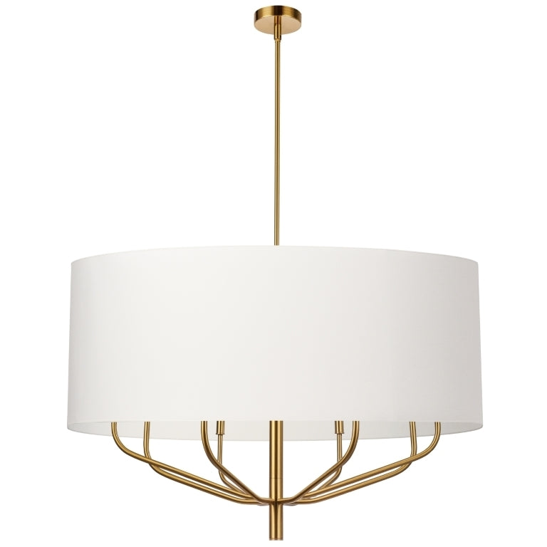 Steel Curve Up Arm with Fabric Drum Shade Chandelier