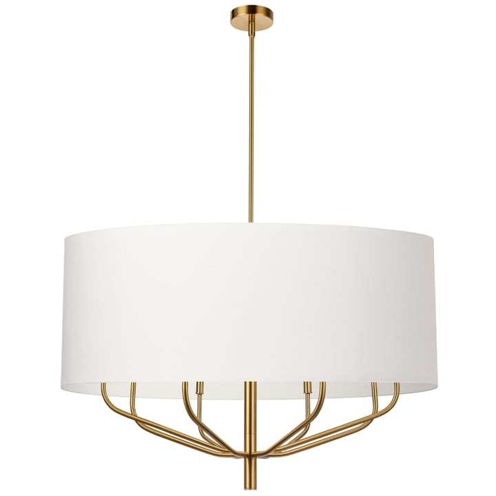 Steel Curve Up Arm with Fabric Drum Shade Chandelier