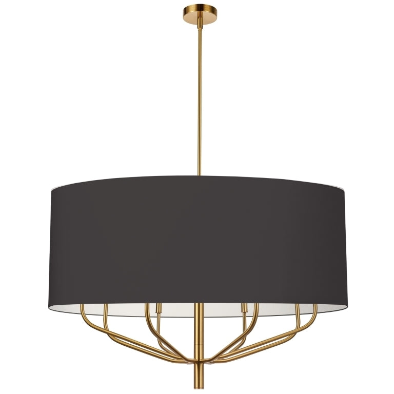 Steel Curve Up Arm with Fabric Drum Shade Chandelier